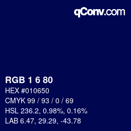 Color code: RGB 1 6 80 | qconv.com