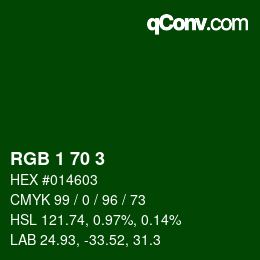 Color code: RGB 1 70 3 | qconv.com