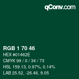 Color code: RGB 1 70 46 | qconv.com