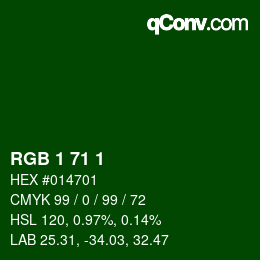 Color code: RGB 1 71 1 | qconv.com