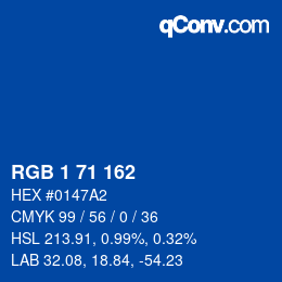 Color code: RGB 1 71 162 | qconv.com