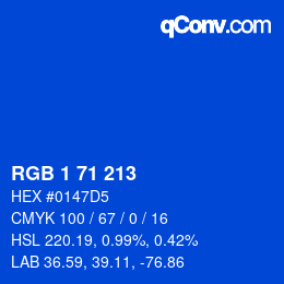 Color code: RGB 1 71 213 | qconv.com
