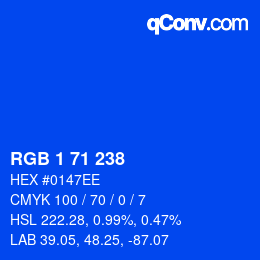 Color code: RGB 1 71 238 | qconv.com