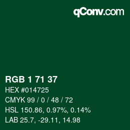 Color code: RGB 1 71 37 | qconv.com