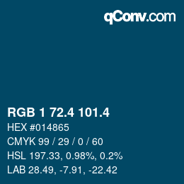 カラーコード: RGB 1 72.4 101.4 | qconv.com