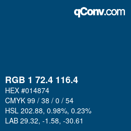 カラーコード: RGB 1 72.4 116.4 | qconv.com