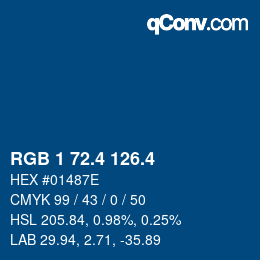 カラーコード: RGB 1 72.4 126.4 | qconv.com
