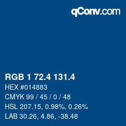 カラーコード: RGB 1 72.4 131.4 | qconv.com