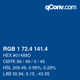 カラーコード: RGB 1 72.4 141.4 | qconv.com