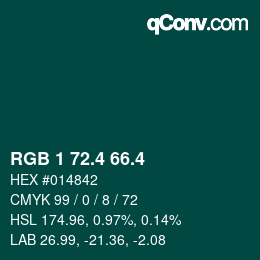 カラーコード: RGB 1 72.4 66.4 | qconv.com