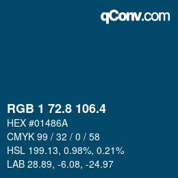 カラーコード: RGB 1 72.8 106.4 | qconv.com