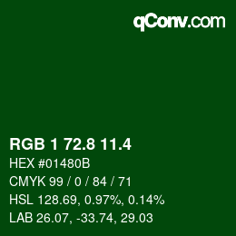 カラーコード: RGB 1 72.8 11.4 | qconv.com