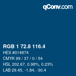 カラーコード: RGB 1 72.8 116.4 | qconv.com