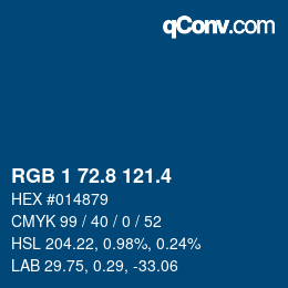 カラーコード: RGB 1 72.8 121.4 | qconv.com