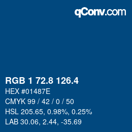 カラーコード: RGB 1 72.8 126.4 | qconv.com