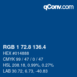 カラーコード: RGB 1 72.8 136.4 | qconv.com