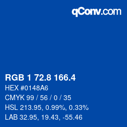 カラーコード: RGB 1 72.8 166.4 | qconv.com