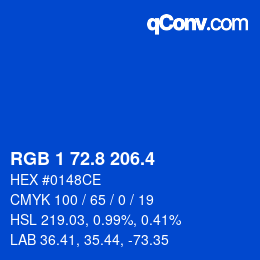 カラーコード: RGB 1 72.8 206.4 | qconv.com