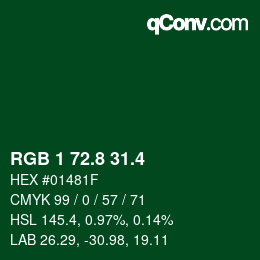 カラーコード: RGB 1 72.8 31.4 | qconv.com
