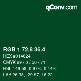 カラーコード: RGB 1 72.8 36.4 | qconv.com