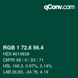 カラーコード: RGB 1 72.8 56.4 | qconv.com