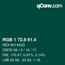 カラーコード: RGB 1 72.8 61.4 | qconv.com