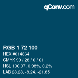 Color code: RGB 1 72 100 | qconv.com