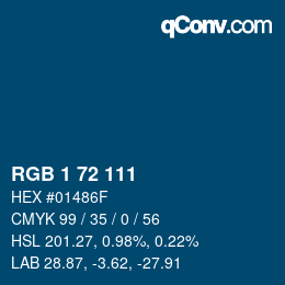 Color code: RGB 1 72 111 | qconv.com