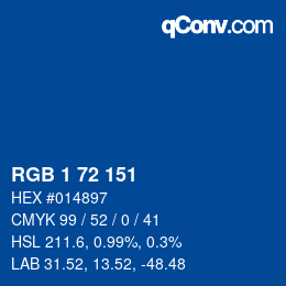Farbcode: RGB 1 72 151 | qconv.com