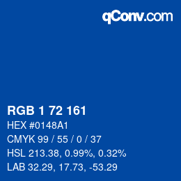 Color code: RGB 1 72 161 | qconv.com