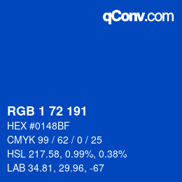 Color code: RGB 1 72 191 | qconv.com