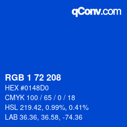 Color code: RGB 1 72 208 | qconv.com