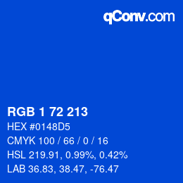 Color code: RGB 1 72 213 | qconv.com