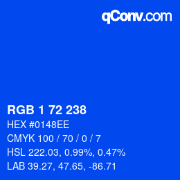 Color code: RGB 1 72 238 | qconv.com