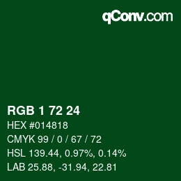 Color code: RGB 1 72 24 | qconv.com