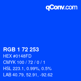 Color code: RGB 1 72 253 | qconv.com