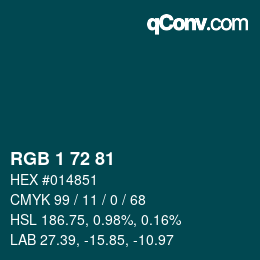 Color code: RGB 1 72 81 | qconv.com