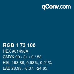 Color code: RGB 1 73 106 | qconv.com