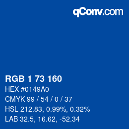 Color code: RGB 1 73 160 | qconv.com