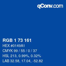 Color code: RGB 1 73 161 | qconv.com