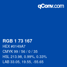 Color code: RGB 1 73 167 | qconv.com