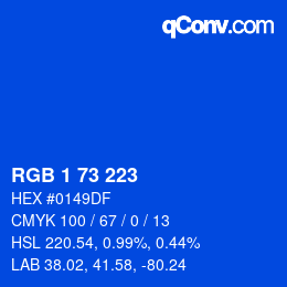 Color code: RGB 1 73 223 | qconv.com