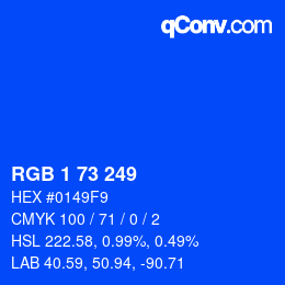 Color code: RGB 1 73 249 | qconv.com