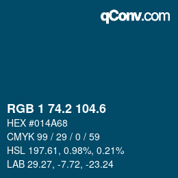 カラーコード: RGB 1 74.2 104.6 | qconv.com