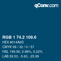 カラーコード: RGB 1 74.2 109.6 | qconv.com