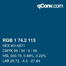 カラーコード: RGB 1 74.2 113 | qconv.com