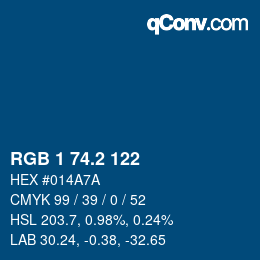 カラーコード: RGB 1 74.2 122 | qconv.com