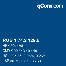 カラーコード: RGB 1 74.2 129.6 | qconv.com