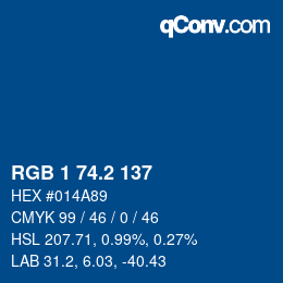 カラーコード: RGB 1 74.2 137 | qconv.com