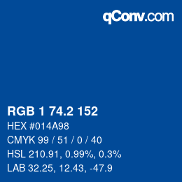 カラーコード: RGB 1 74.2 152 | qconv.com